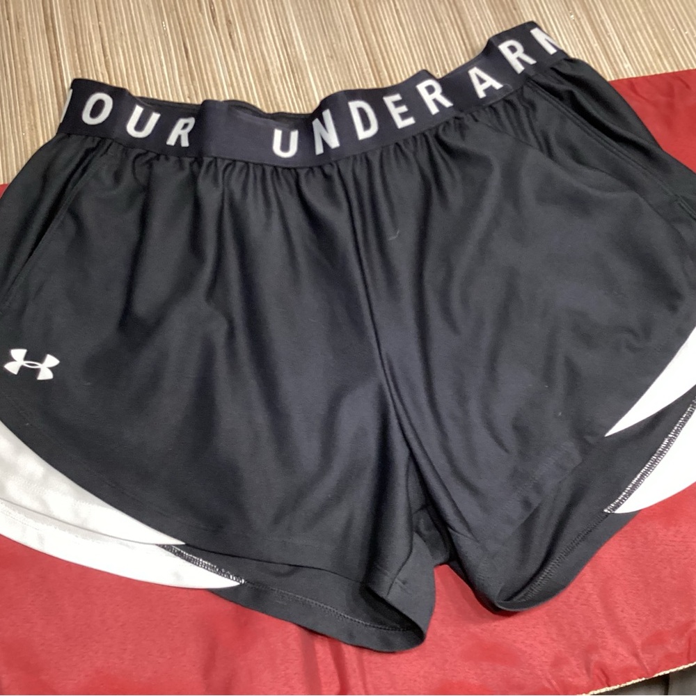 Under Armour Black Women's Athletic Shorts with White Accents